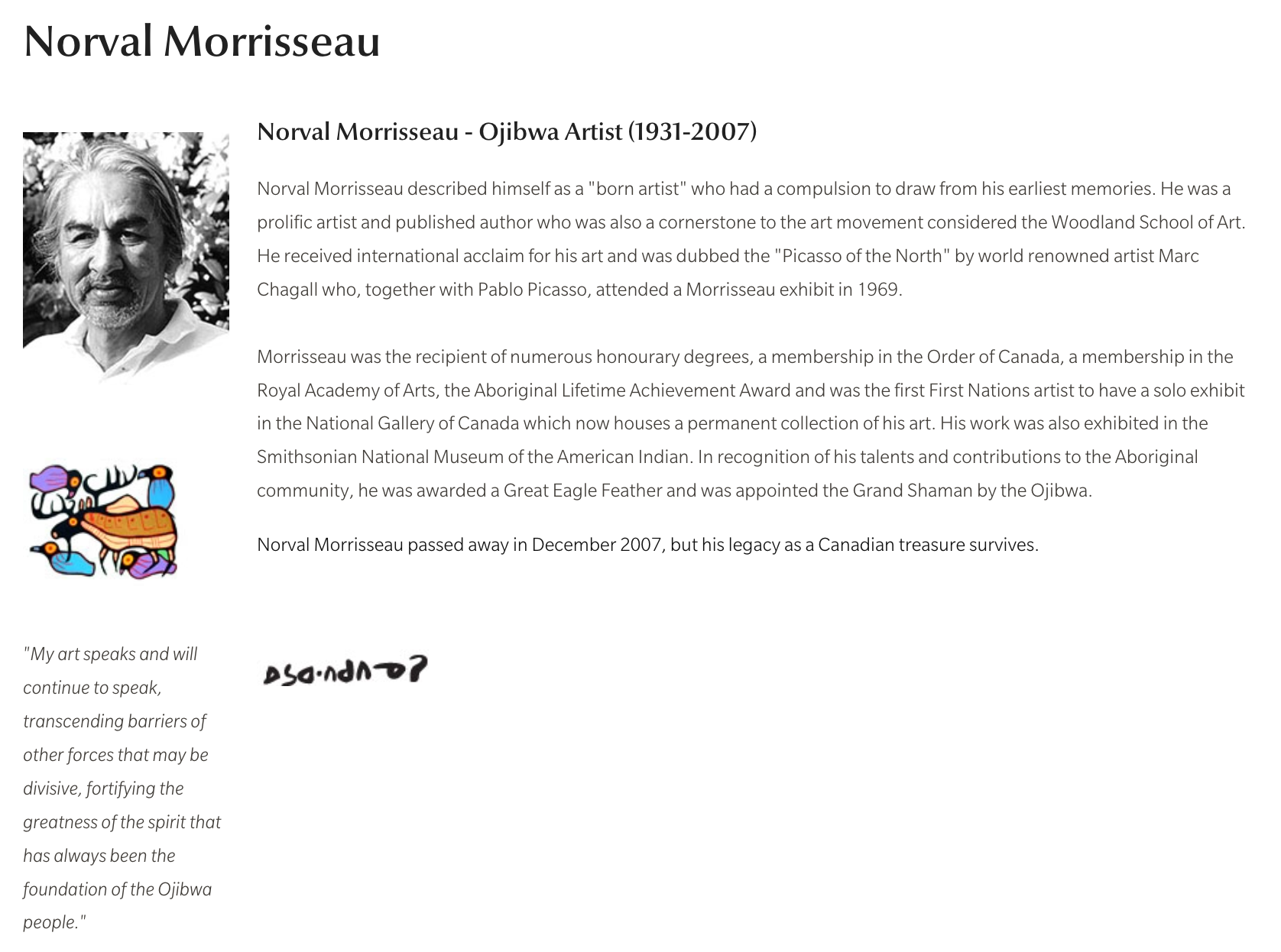 Norval Morrisseau Flowers and Birds Microfibre Bib