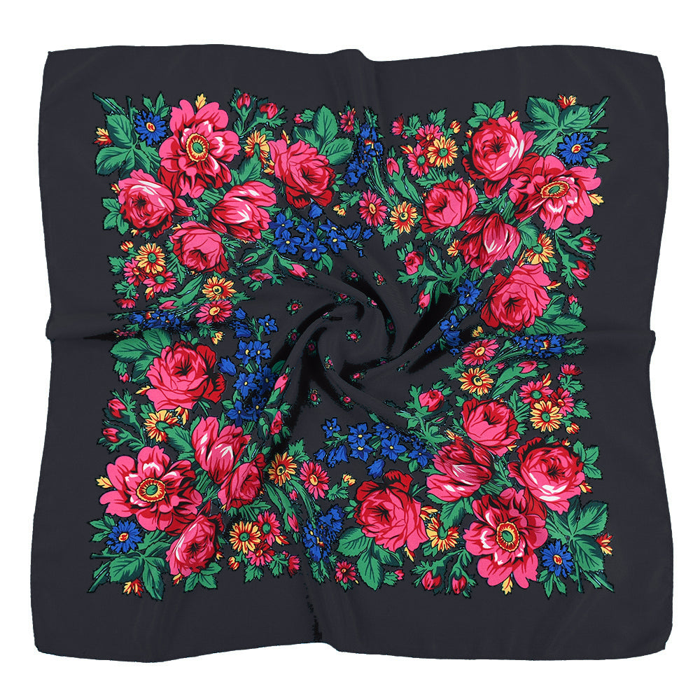 Black Kookum Scarf Ukrainian Scarf - Main Image