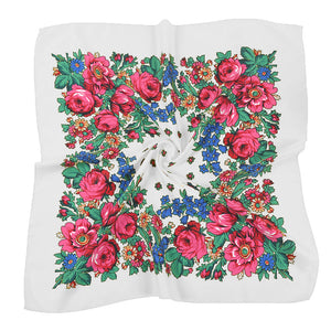 White Kookum Scarf Ukrainian Scarf